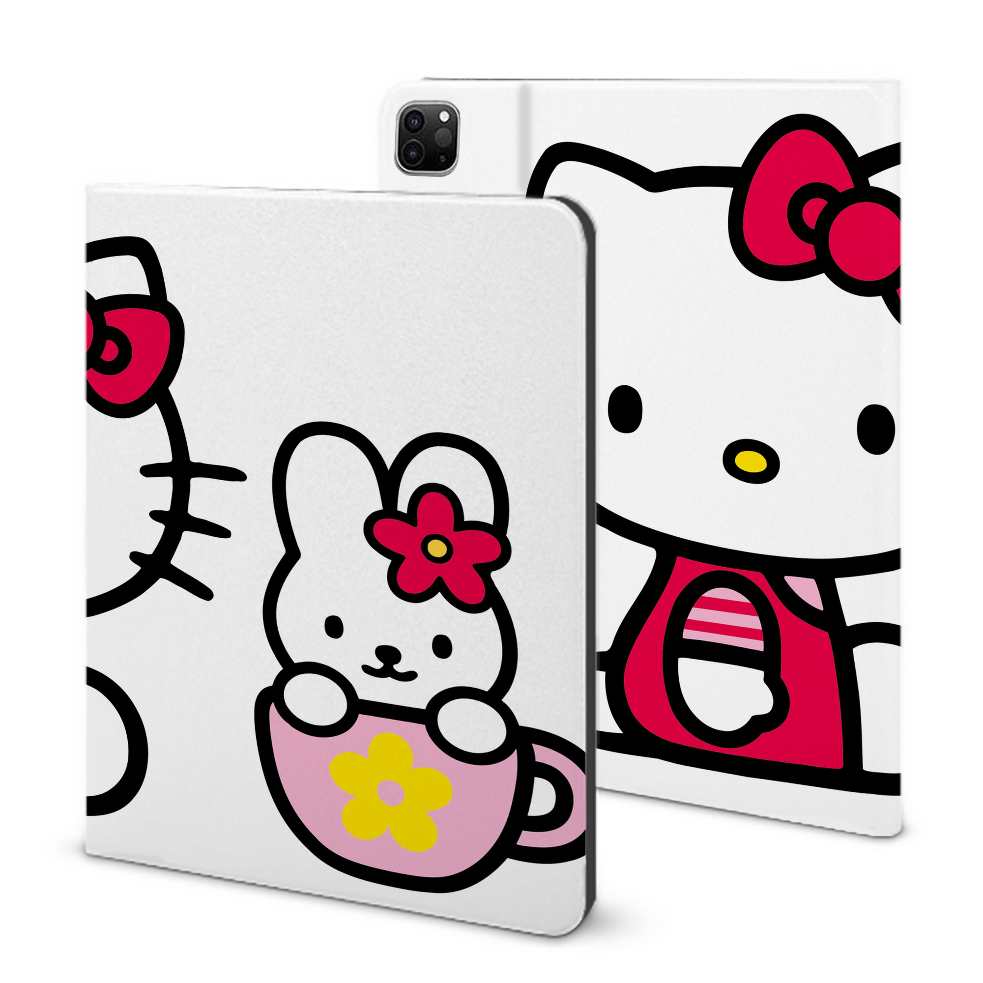 （画像用） Hello Kitty ハローキティ IPad ケース ブック型 PUレザー TPU 耐衝撃 軽量 薄型 ペン収納なし 全面保護 IPad 各モデル対応